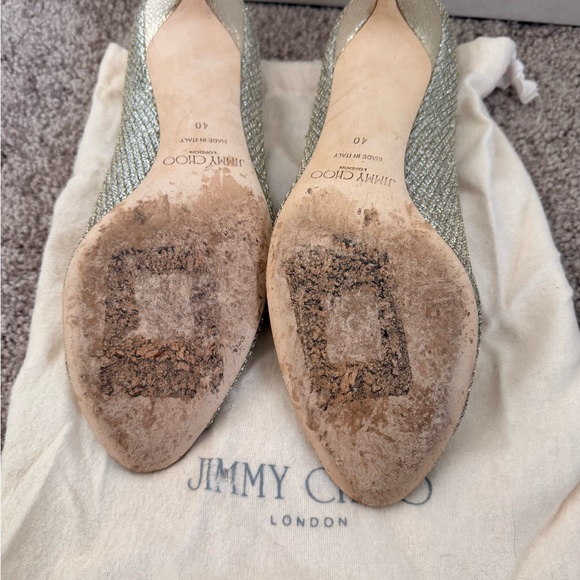 Jimmy Choo Glitter Peep Toe Heels - Picture 9 of 9